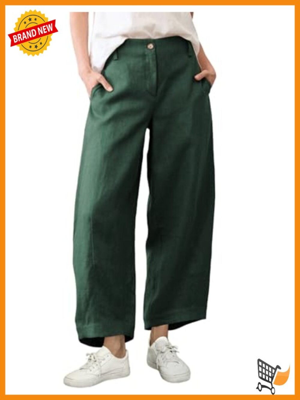 Linen-Cotton Wide Leg Palazzo Pants with Pockets